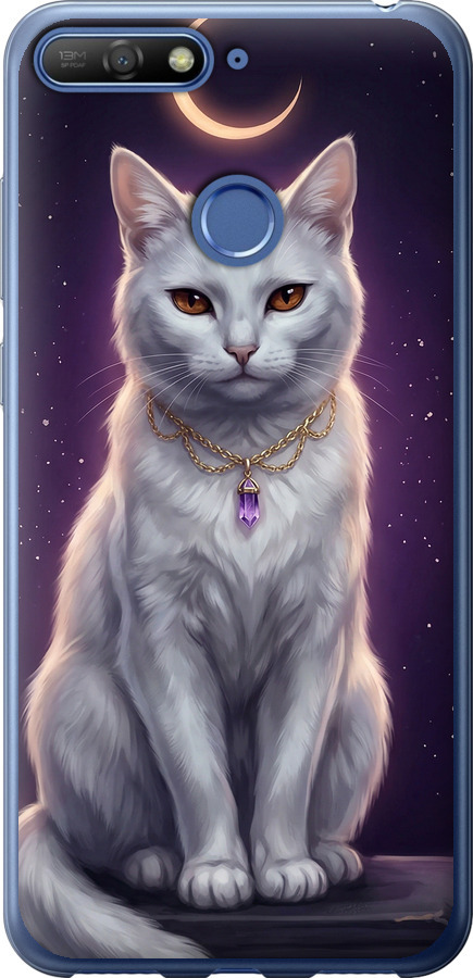 Mystic White Cat Gothic Dark Purple Gold