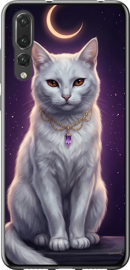 Mystic White Cat Gothic Dark Purple Gold