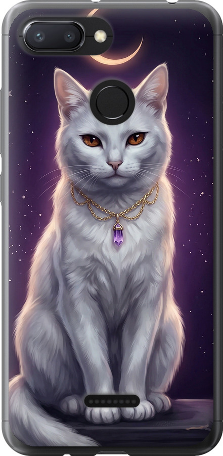 Mystic White Cat Gothic Dark Purple Gold