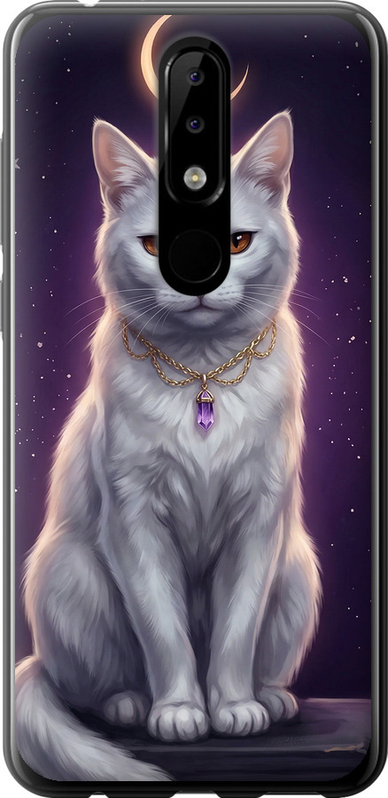 Mystic White Cat Gothic Dark Purple Gold