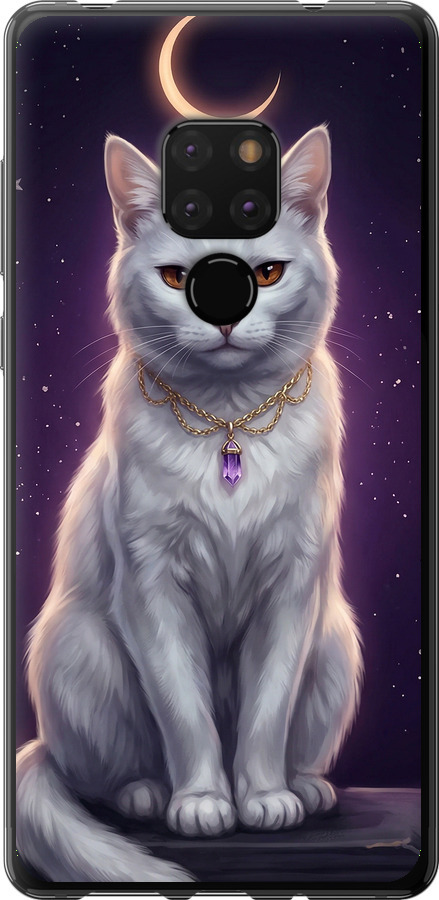 Mystic White Cat Gothic Dark Purple Gold