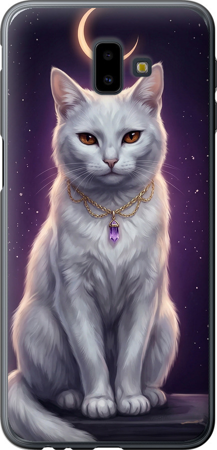 Mystic White Cat Gothic Dark Purple Gold
