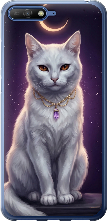 Mystic White Cat Gothic Dark Purple Gold