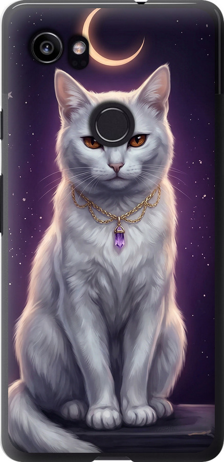 Mystic White Cat Gothic Dark Purple Gold