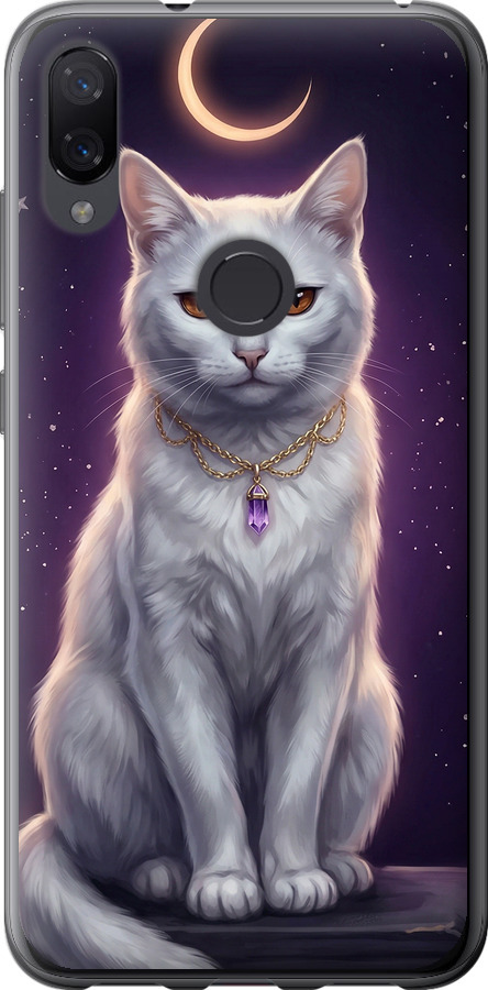 Mystic White Cat Gothic Dark Purple Gold