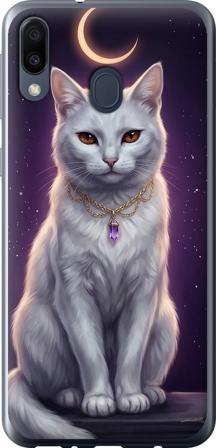 Mystic White Cat Gothic Dark Purple Gold