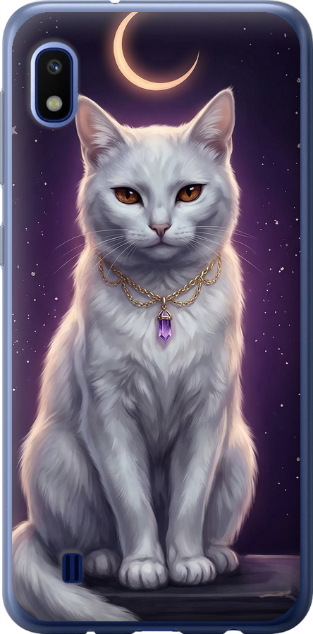 Mystic White Cat Gothic Dark Purple Gold