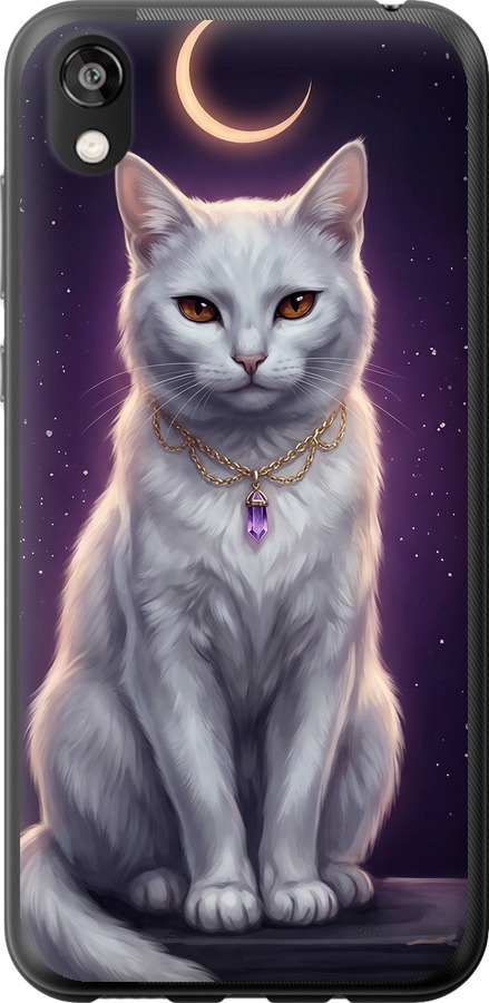Mystic White Cat Gothic Dark Purple Gold
