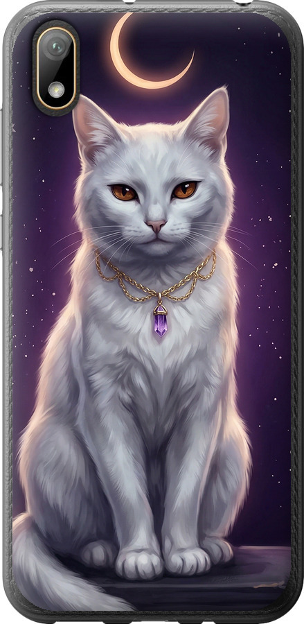 Mystic White Cat Gothic Dark Purple Gold