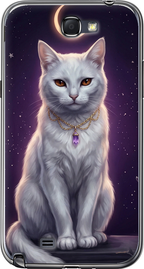 Mystic White Cat Gothic Dark Purple Gold