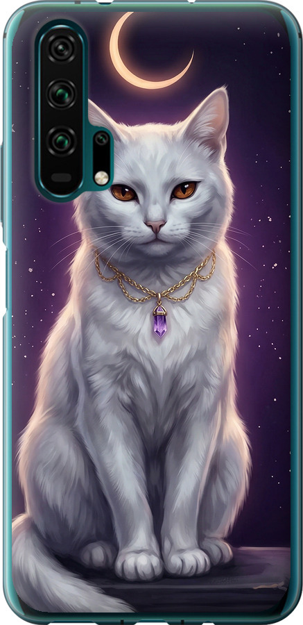 Mystic White Cat Gothic Dark Purple Gold