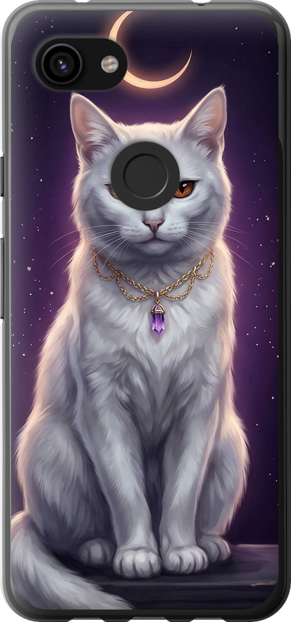 Mystic White Cat Gothic Dark Purple Gold
