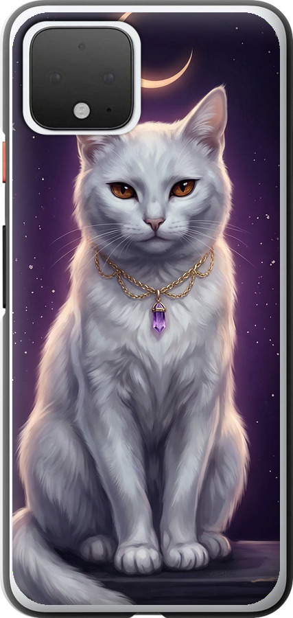Mystic White Cat Gothic Dark Purple Gold