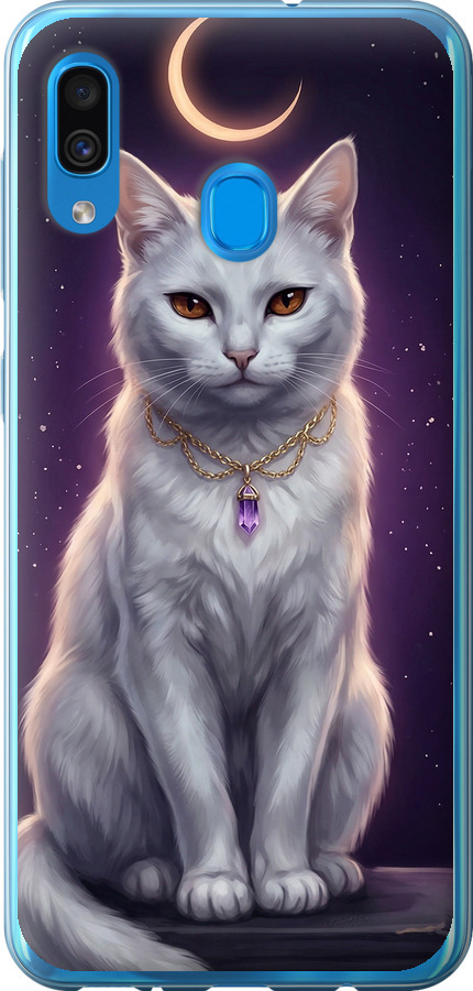 Mystic White Cat Gothic Dark Purple Gold