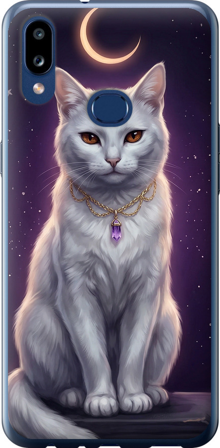 Mystic White Cat Gothic Dark Purple Gold