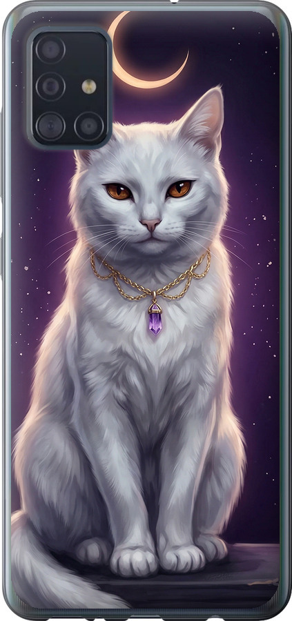 Mystic White Cat Gothic Dark Purple Gold