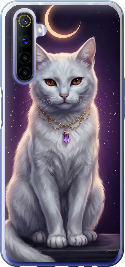 Mystic White Cat Gothic Dark Purple Gold