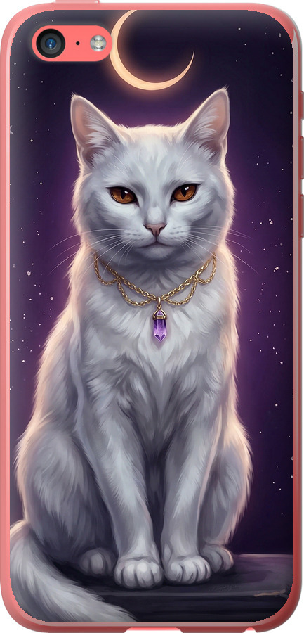 Mystic White Cat Gothic Dark Purple Gold