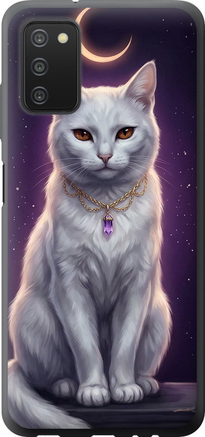Mystic White Cat Gothic Dark Purple Gold
