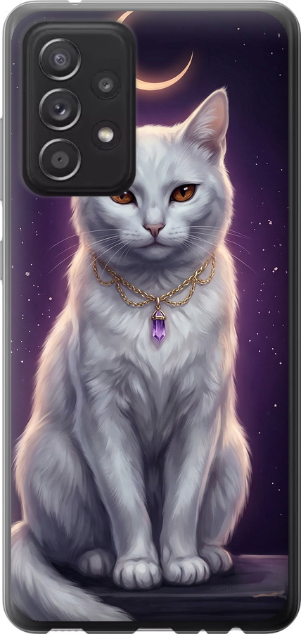 Mystic White Cat Gothic Dark Purple Gold