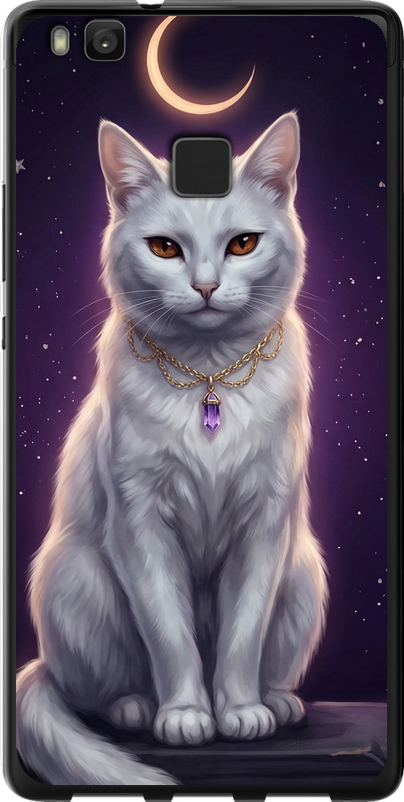 Mystic White Cat Gothic Dark Purple Gold