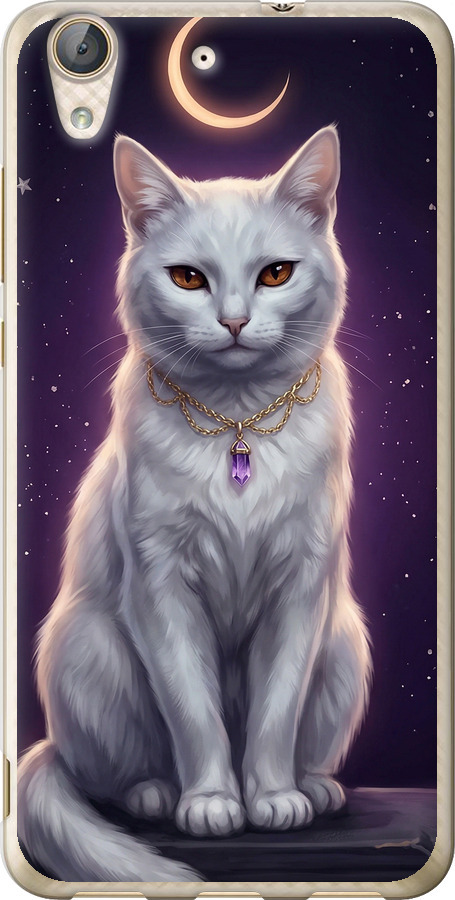Mystic White Cat Gothic Dark Purple Gold