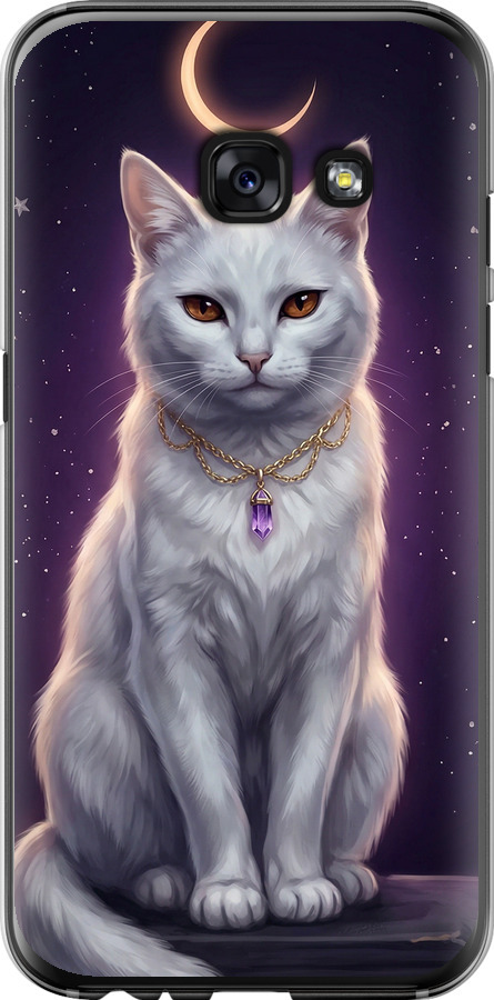 Mystic White Cat Gothic Dark Purple Gold