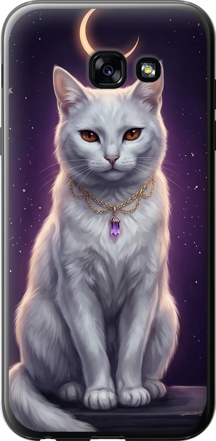 Mystic White Cat Gothic Dark Purple Gold