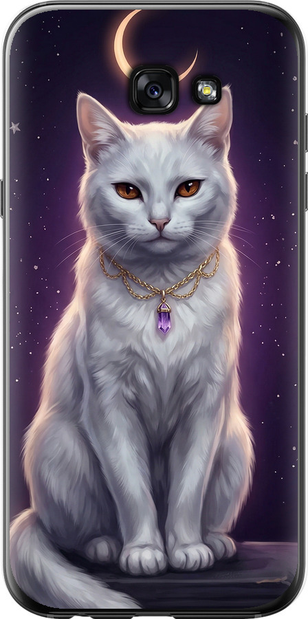 Mystic White Cat Gothic Dark Purple Gold