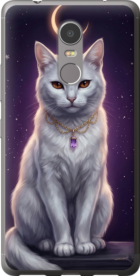 Mystic White Cat Gothic Dark Purple Gold