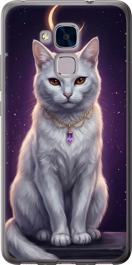 Mystic White Cat Gothic Dark Purple Gold