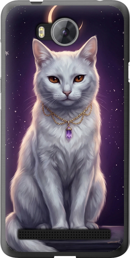 Mystic White Cat Gothic Dark Purple Gold
