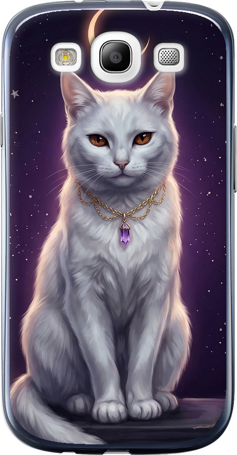 Mystic White Cat Gothic Dark Purple Gold