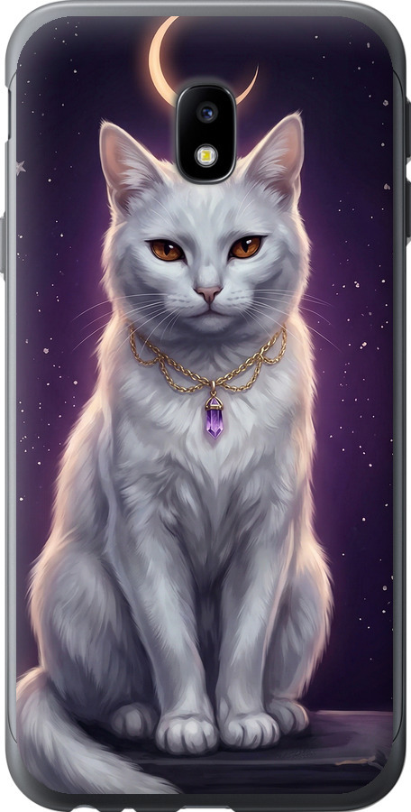 Mystic White Cat Gothic Dark Purple Gold