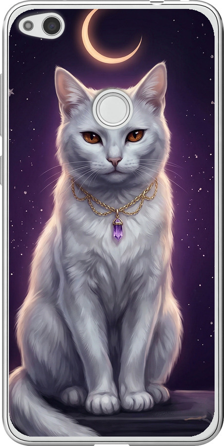 Mystic White Cat Gothic Dark Purple Gold