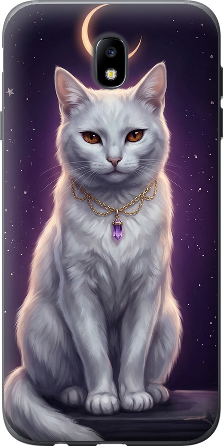 Mystic White Cat Gothic Dark Purple Gold