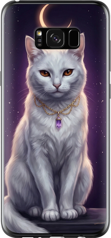 Mystic White Cat Gothic Dark Purple Gold