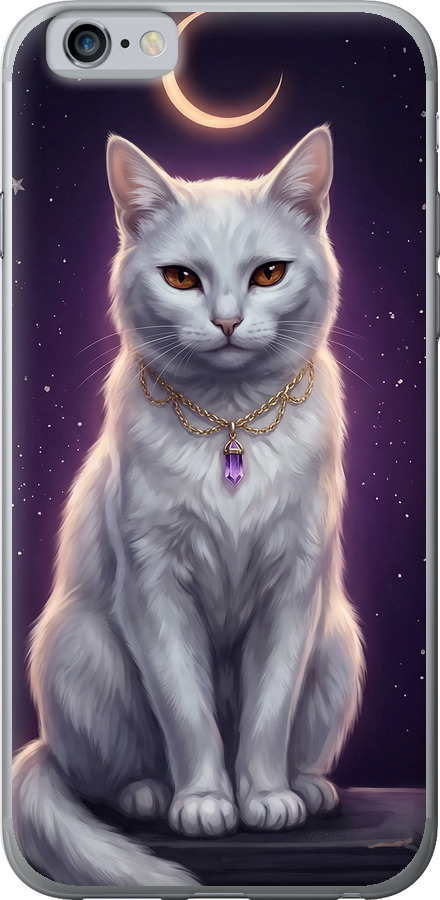 Mystic White Cat Gothic Dark Purple Gold