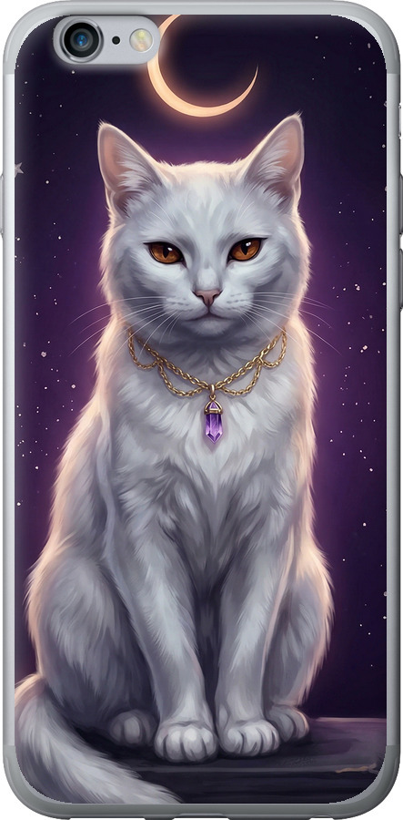 Mystic White Cat Gothic Dark Purple Gold