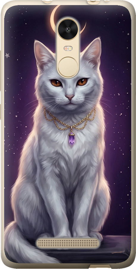 Mystic White Cat Gothic Dark Purple Gold