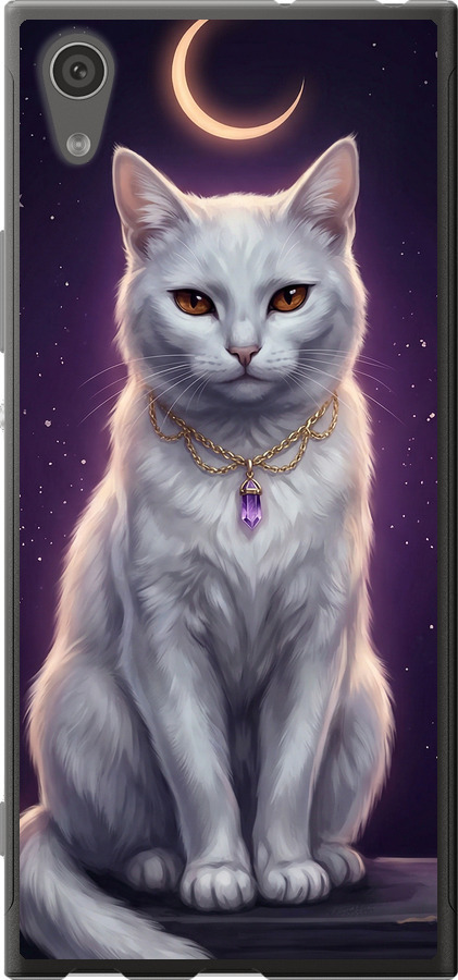 Mystic White Cat Gothic Dark Purple Gold