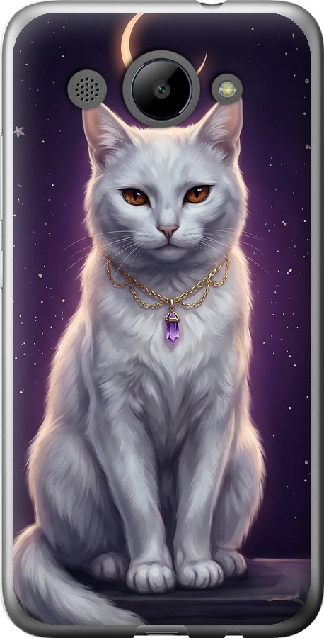 Mystic White Cat Gothic Dark Purple Gold