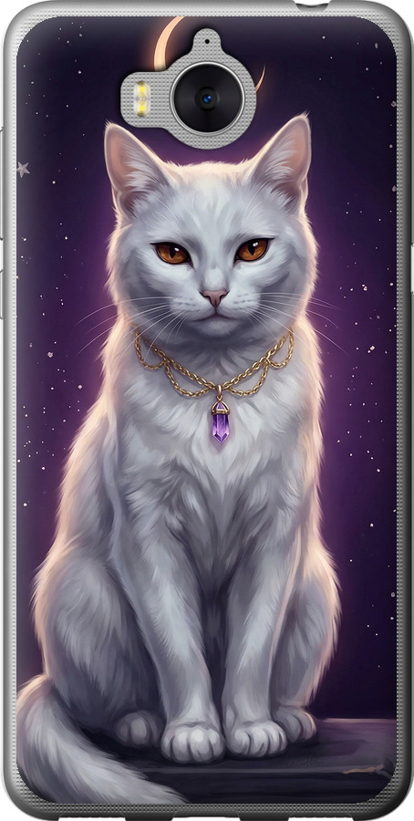 Mystic White Cat Gothic Dark Purple Gold