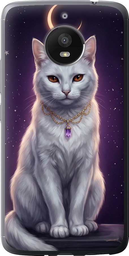 Mystic White Cat Gothic Dark Purple Gold