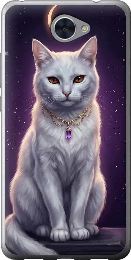 Mystic White Cat Gothic Dark Purple Gold