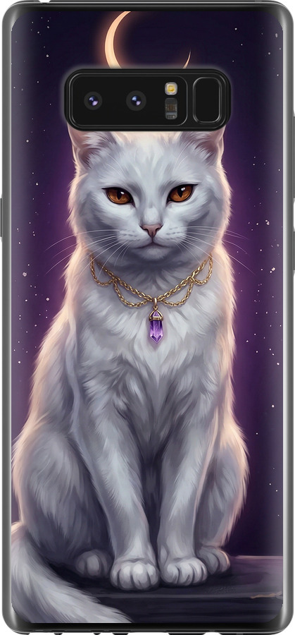 Mystic White Cat Gothic Dark Purple Gold