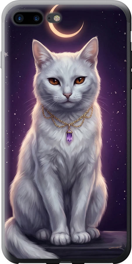 Mystic White Cat Gothic Dark Purple Gold