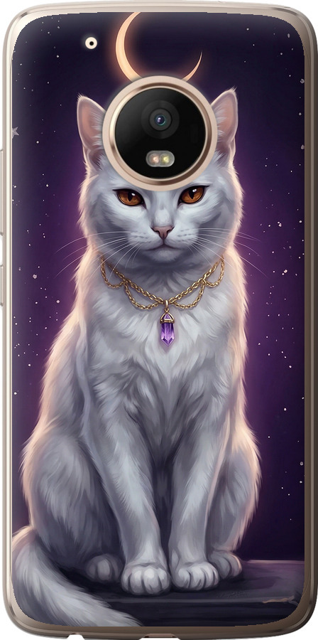Mystic White Cat Gothic Dark Purple Gold