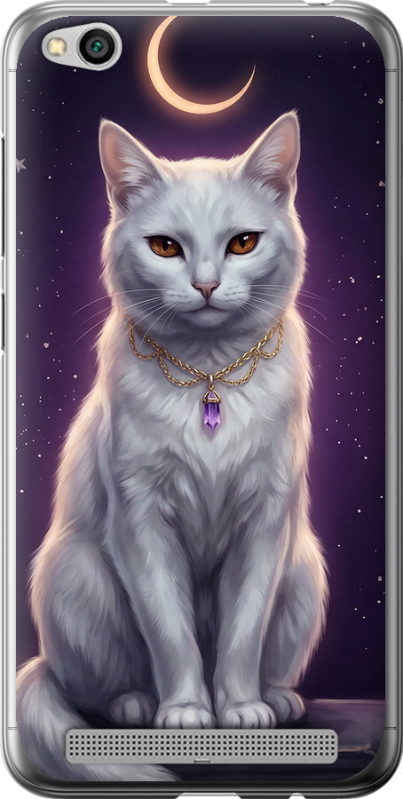 Mystic White Cat Gothic Dark Purple Gold