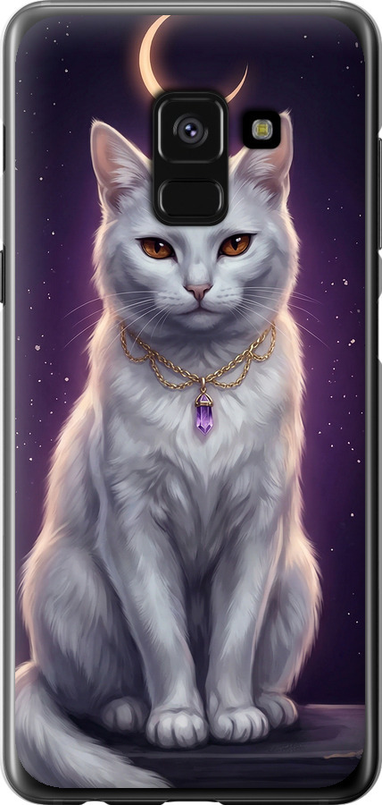 Mystic White Cat Gothic Dark Purple Gold